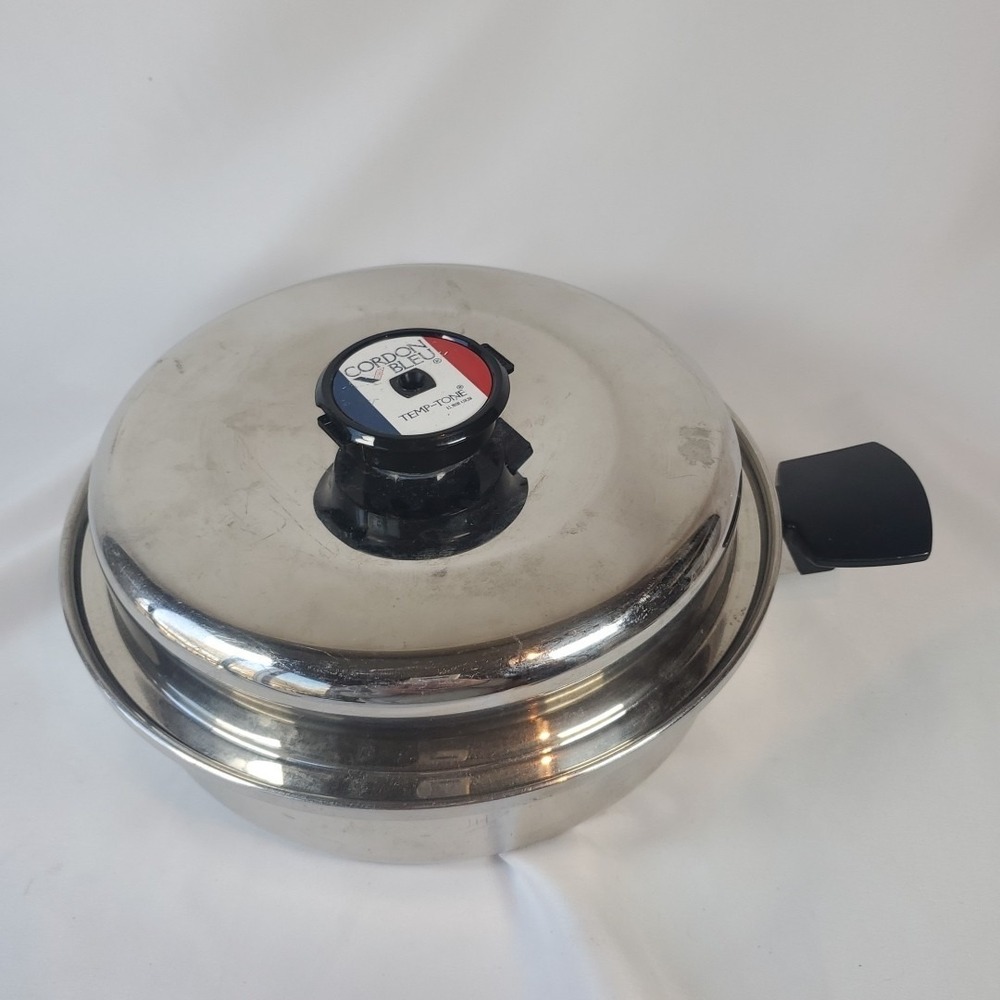 Cordon Bleu Temp-Tone 10 1/2" Stainless Skillet Pan Lid - MISSING HANDLE